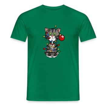 Christmascat - T-shirt homme - vert - Devant - AI Model Male 178 dark (178cm)