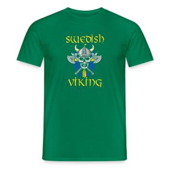 Suède Vikings hache bouclier tête de mort cadeau - T-shirt homme - vert - Devant - AI Model Male 178 dark (178cm)