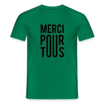 Merci pour tous t-shirt - T-shirt homme - vert - Devant - AI Model Male 178 dark (178cm)