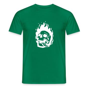 Burning Skull - Men's T-Shirt - kelly green - Front - AI Model Male 178 dark (178cm)