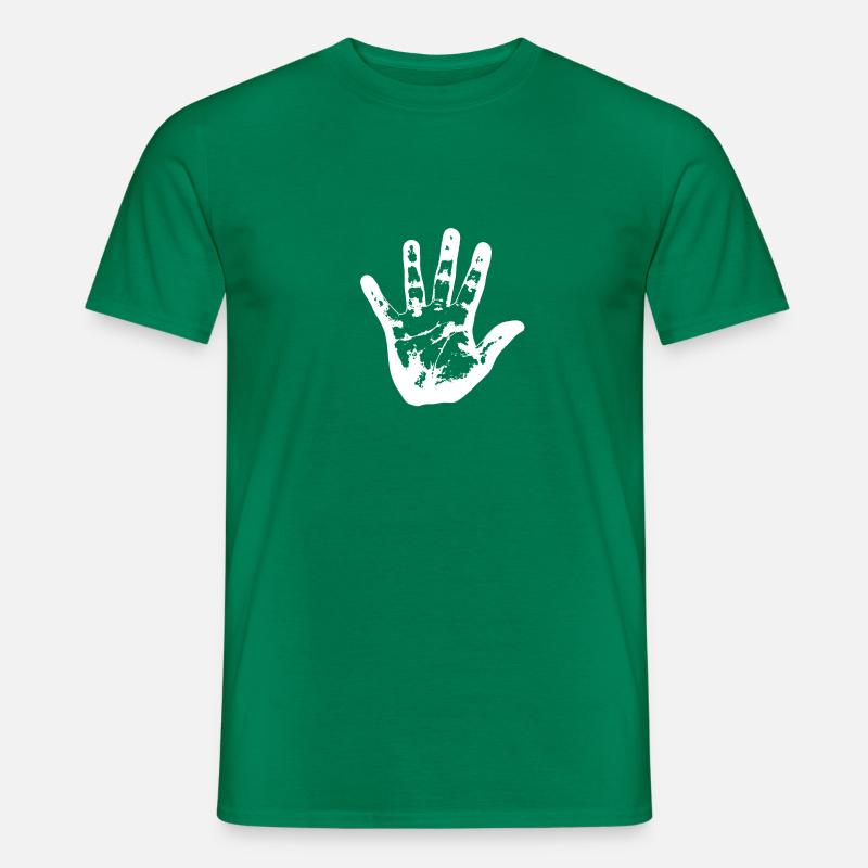 Hand weiss - Männer T-Shirt - Kelly Green
