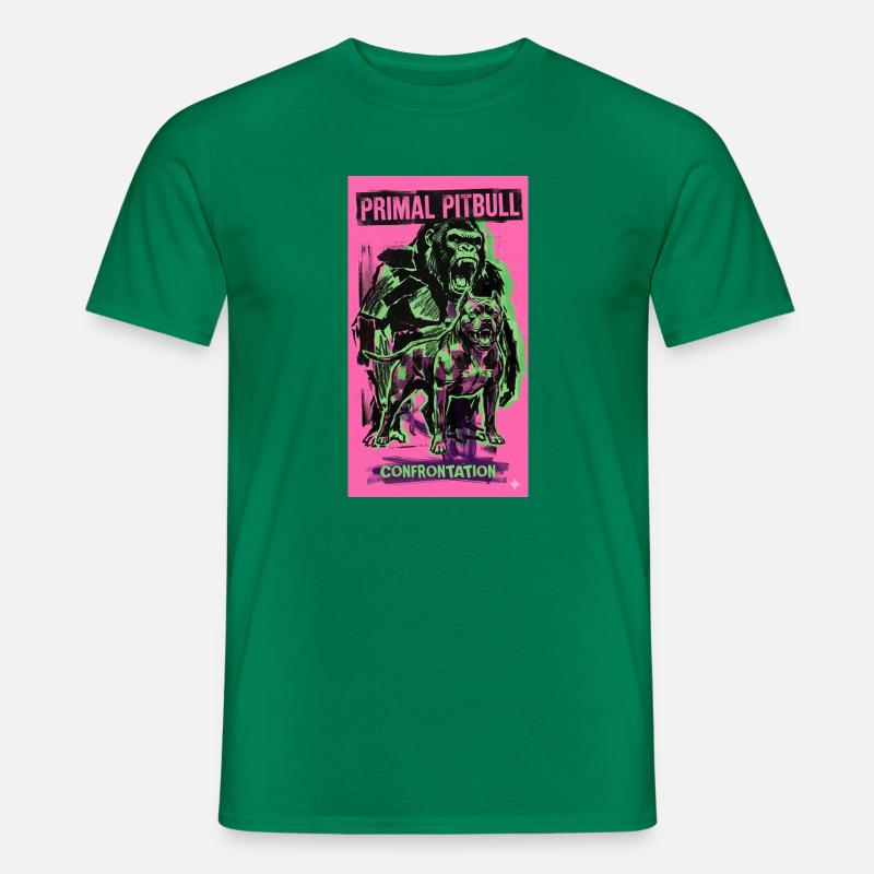 Primal Pitbull Confrontation - Men's T-Shirt - kelly green