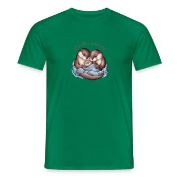 Official Sleep Shirt Otter Family Men Women - Men's T-Shirt - kelly green - Front - AI Model Male 178 dark (178cm)