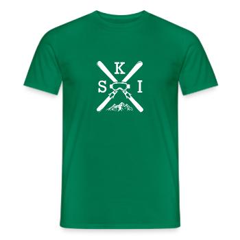 Ski Kreuz Skifahrer Winter Sport Berge Après-Ski - Männer T-Shirt - Kelly Green - Vorne - AI Model Male 178 dark (178cm)