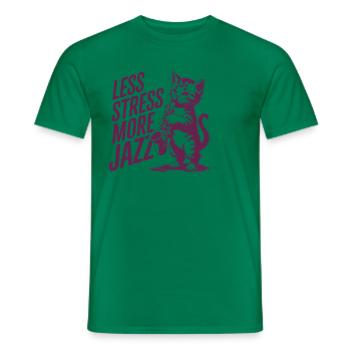 Saxophone Cat Less Stress More Jazz Cat - Men's T-Shirt - kelly green - Front - AI Model Male 178 dark (178cm)