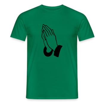 praying hands - Men's T-Shirt - kelly green - Front - AI Model Male 178 dark (178cm)