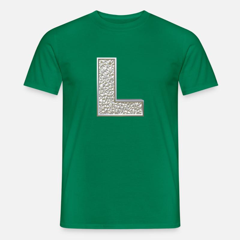 L, letter, initial, monogram, - Männer T-Shirt - Kelly Green