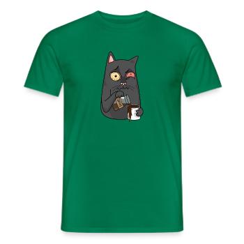CAFFEINE CAT - Men's T-Shirt - kelly green - Front - AI Model Male 178 dark (178cm)