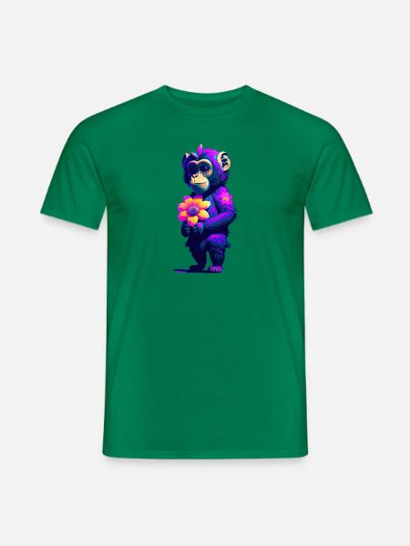 Knalliges Blumenäffchen - Männer T-Shirt - Kelly Green