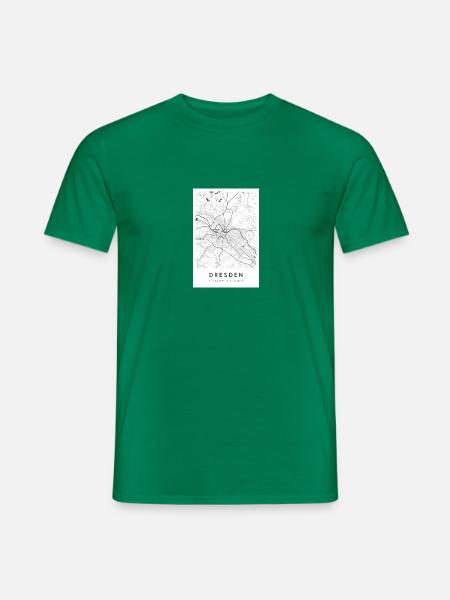 Dresden Karte Stadtplan Straßenplan Elbe - Männer T-Shirt - Kelly Green