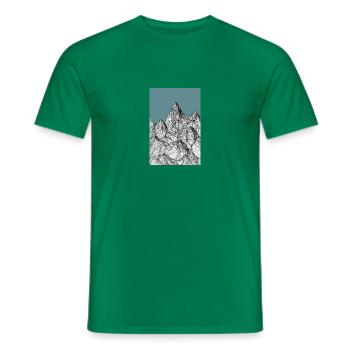 Berge als Skizze in blau - Männer T-Shirt - Kelly Green - Vorne - AI Model Male 178 dark (178cm)