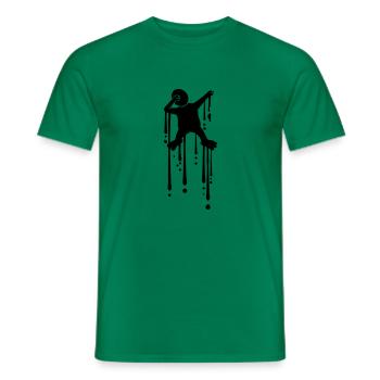 gouttes dansantes tamponnant graffiti silhouette dab bronzage - T-shirt homme - vert - Devant - AI Model Male 178 dark (178cm)