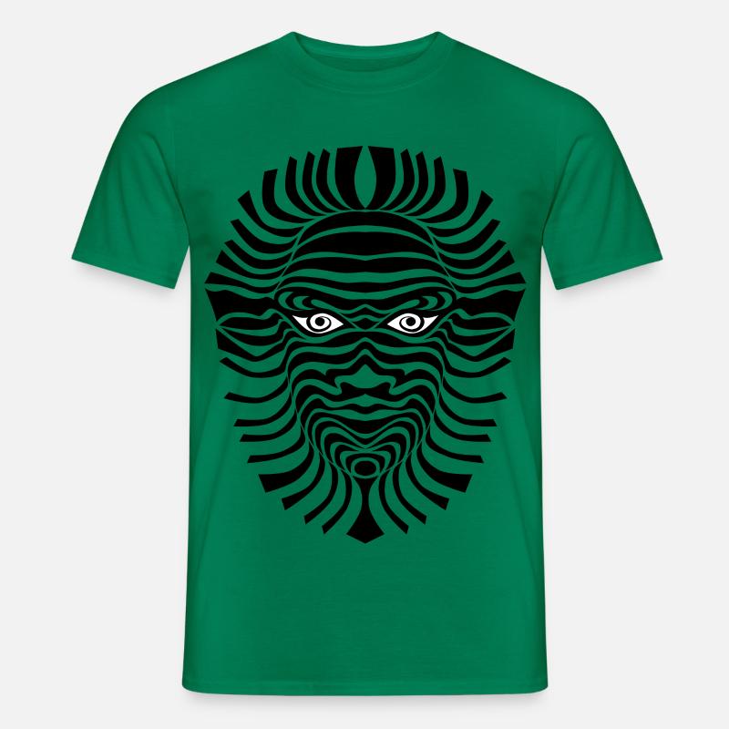 psy-chic psychedlic sixties good voodoo mask - Männer T-Shirt - Kelly Green