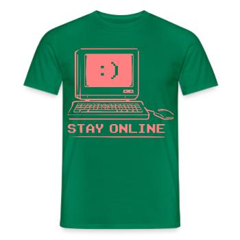 Ordinateur rétro Reste en ligne - T-shirt homme - vert - Devant - AI Model Male 178 dark (178cm)