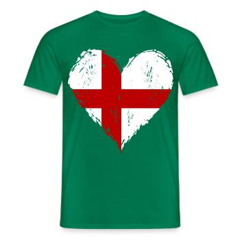 England Herzflagge Grunge - Männer T-Shirt - Kelly Green - Vorne - AI Model Male 178 dark (178cm)