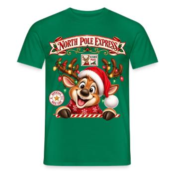 Rentier Reindeer Weihnachtsrentier Lichterkette - Männer T-Shirt - Kelly Green - Vorne - AI Model Male 178 dark (178cm)