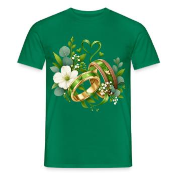 Grünehochzeit , Grünes Liebesband Hochzeitsdesign - Männer T-Shirt - Kelly Green - Vorne - AI Model Male 178 dark (178cm)