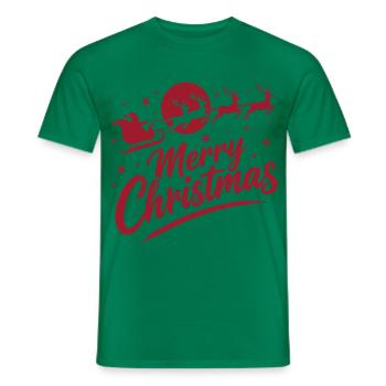 Fröhliche Weihnacht Silhouette Schlitten - Männer T-Shirt - Kelly Green - Vorne - AI Model Male 178 dark (178cm)