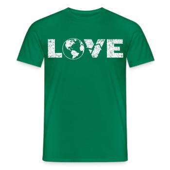 Love the Earth – Eco-friendly Earth T-Shirt - Men's T-Shirt - kelly green - Front - AI Model Male 178 dark (178cm)