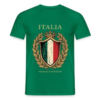 Italia Crest Orgoglio e Tradizioni - Männer T-Shirt - Kelly Green - Vorne - AI Model Male 178 dark (178cm)