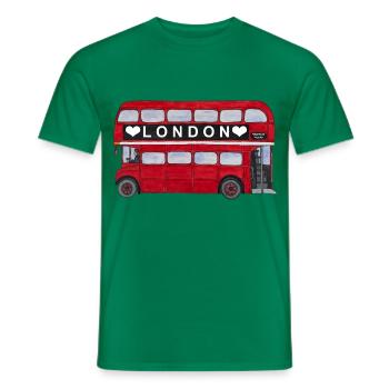 Londres Red Bus Double Decker Angleterre Ville touristique - T-shirt homme - vert - Devant - AI Model Male 178 dark (178cm)