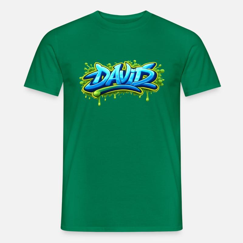 Graffiti name DAVID printable on everything  - T-shirt homme - vert