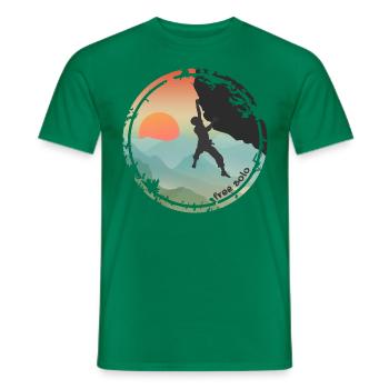 Climber free solo - Men's T-Shirt - kelly green - Front - AI Model Male 178 dark (178cm)