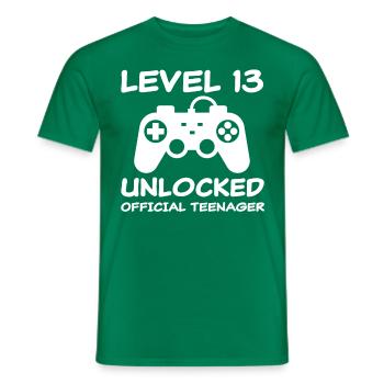 13th birthday 13 years teenager gift boy - Men's T-Shirt - kelly green - Front - AI Model Male 178 dark (178cm)