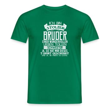 Stolzer Bruder Spruch Geschwister Geschenk - Männer T-Shirt - Kelly Green - Vorne - AI Model Male 178 dark (178cm)