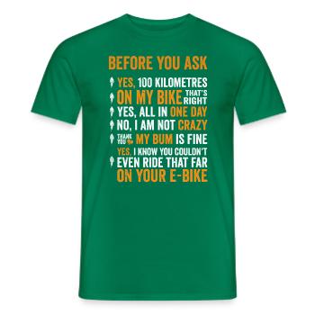 Lustiges E-Biker Stell Mir Keine Fragen Shir - Männer T-Shirt - Kelly Green - Vorne - AI Model Male 178 dark (178cm)