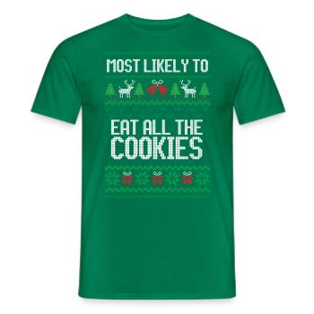 Most likely to eat all the cookies ugly christmas - Männer T-Shirt - Kelly Green - Vorne - AI Model Male 178 dark (178cm)