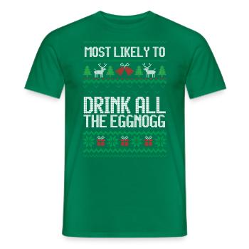 Le plus susceptible de boire tous les noëls moches de lait de poule - T-shirt homme - vert - Devant - AI Model Male 178 dark (178cm)