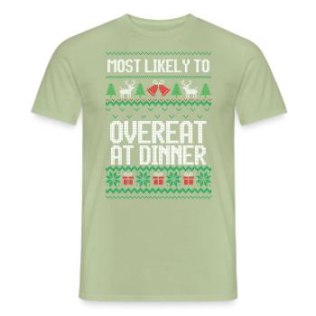 Meest waarschijnlijk te veel eten tijdens het avondeten lelijke kerstmis - Heren T-shirt - saliegroen - Voor - AI Model Male 178 light (178cm)