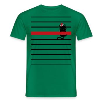 Black sailor red stripe cat flower christmas - Men's T-Shirt - kelly green - Front - AI Model Male 178 dark (178cm)
