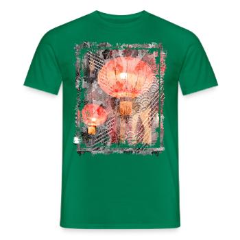 Rote japanische Laternen Nacht Straßenlaternen Lampen - Männer T-Shirt - Kelly Green - Vorne - AI Model Male 178 dark (178cm)