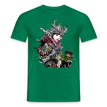 Japanese Geisha Sword Samurai Warrior 113 - Men's T-Shirt - kelly green - Front - AI Model Male 178 dark (178cm)