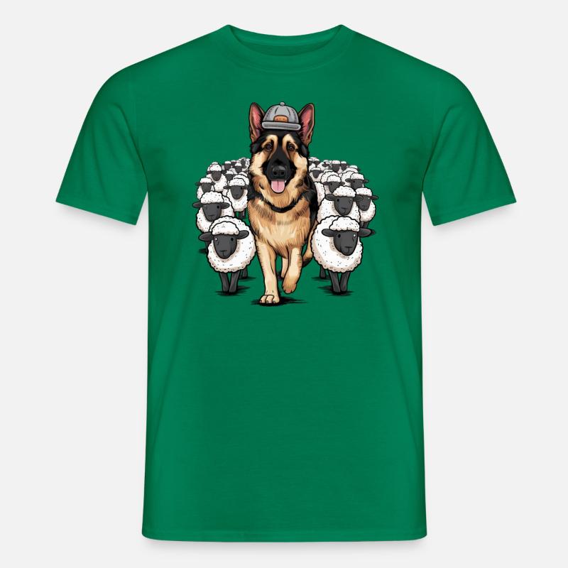 Deutscher Schäferhund mit kleinen Schäfchen - Männer T-Shirt - Kelly Green