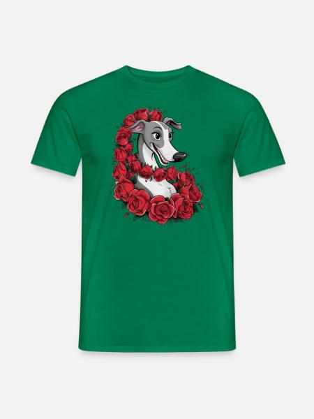 Süßer Windhund mit hübschen Rosen - Männer T-Shirt - Kelly Green