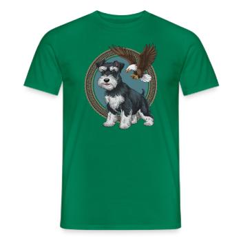 Miniature Schnauzer with majestic bald eagle - Men's T-Shirt - kelly green - Front - AI Model Male 178 dark (178cm)