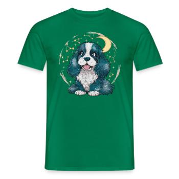 Cute Cocker Spaniel with Moon and Stars - Men's T-Shirt - kelly green - Front - AI Model Male 178 dark (178cm)