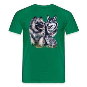Wolfsspitz mit Wolf und Hase - Männer T-Shirt - Kelly Green - Vorne - AI Model Male 178 dark (178cm)