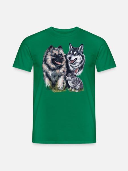 Wolfspitz with wolf and hare - Men's T-Shirt - kelly green