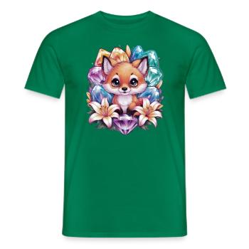 Cartoon Kawaii Fuchs mit farbenfrohen Blumen - Männer T-Shirt - Kelly Green - Vorne - AI Model Male 178 dark (178cm)