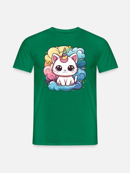 Kawaii Einhorn Katze - Männer T-Shirt - Kelly Green