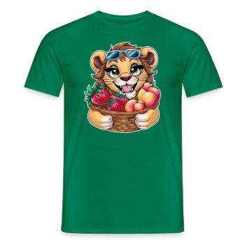 Kawaii Löwe mit Erdbeeren und Pfirsichen - Männer T-Shirt - Kelly Green - Vorne - AI Model Male 178 dark (178cm)