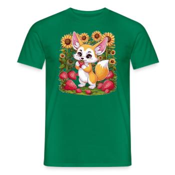 Fennec Renard du désert aux tulipes et citrons - T-shirt homme - vert - Devant - AI Model Male 178 dark (178cm)