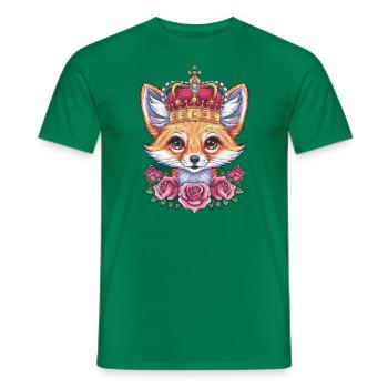 Fennec Desert Fox with Crown and Roses - Men's T-Shirt - kelly green - Front - AI Model Male 178 dark (178cm)
