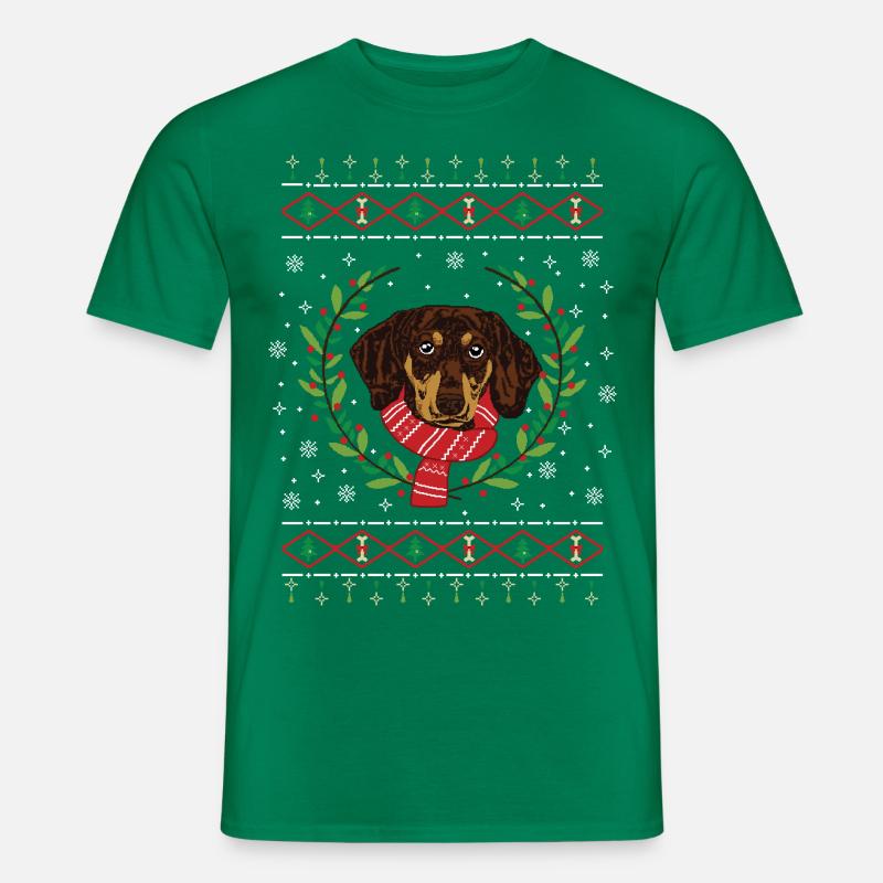 Dackel hässlicher Weihnachtspullover Geschenk - Männer T-Shirt - Kelly Green