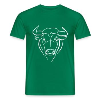 Bull line drawing over white - Men's T-Shirt - kelly green - Front - AI Model Male 178 dark (178cm)