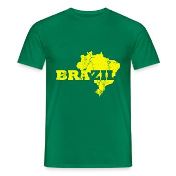 Brazil Country Form - Men's T-Shirt - kelly green - Front - AI Model Male 178 dark (178cm)